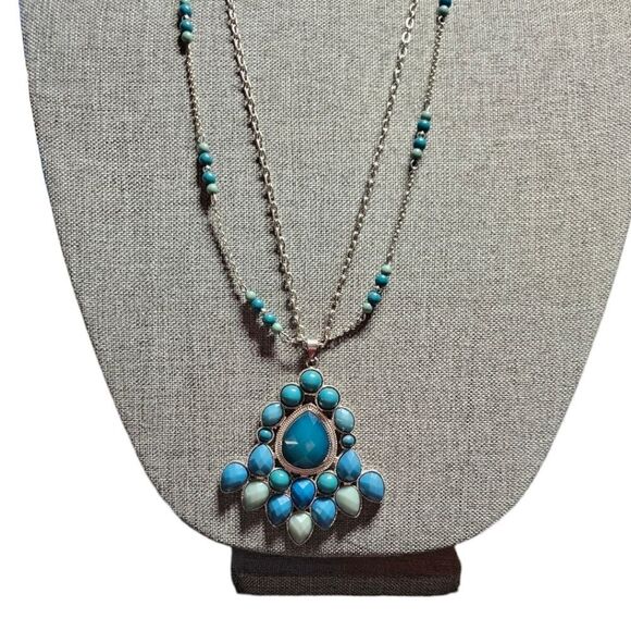 Turquoise Cascade Pendant Necklace (NWOT) - Picture 3 of 11